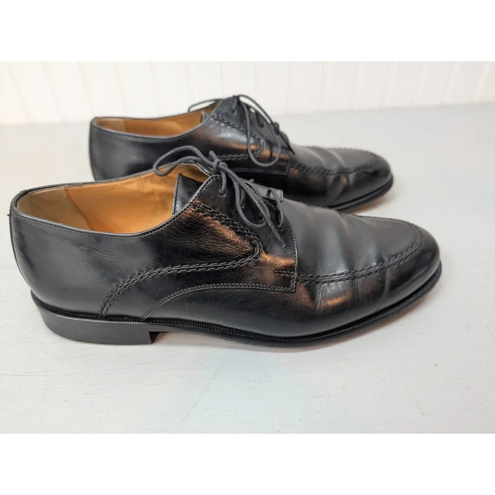 Johnston & Murphy Oxford Dress Shoes Men's Size 9.5M Leather Lace Up Black India